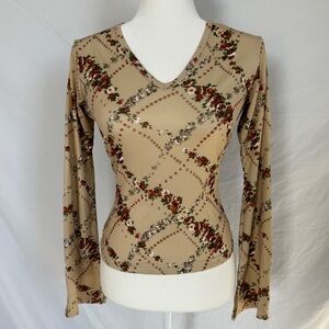 Mirrors Floral Beige Long Sleeve Top